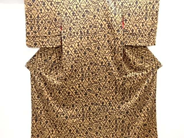 JAPANESE KIMONO / ANTIQUE KIMONO / SILK / MON KINSHA / ABSTRACT FLOWER